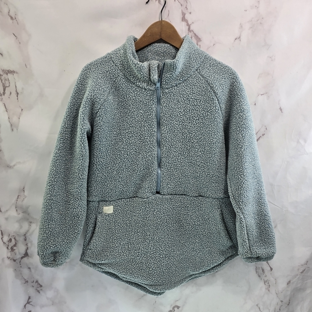 Deso Jacket Women S Medium Blue Sweater Fleece Zip Teddy Mock Kangaroo Pullover